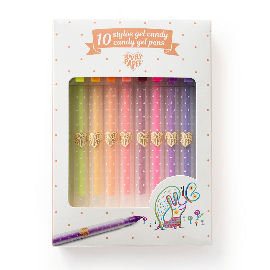Djeco Lovely Paper Candy gelpenne, 10-pak, i et etui