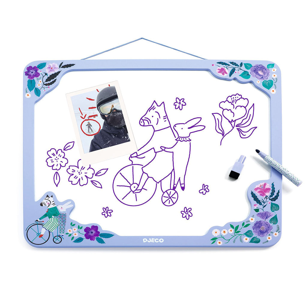Djeco magnetisk tavle, hvid med zebra design