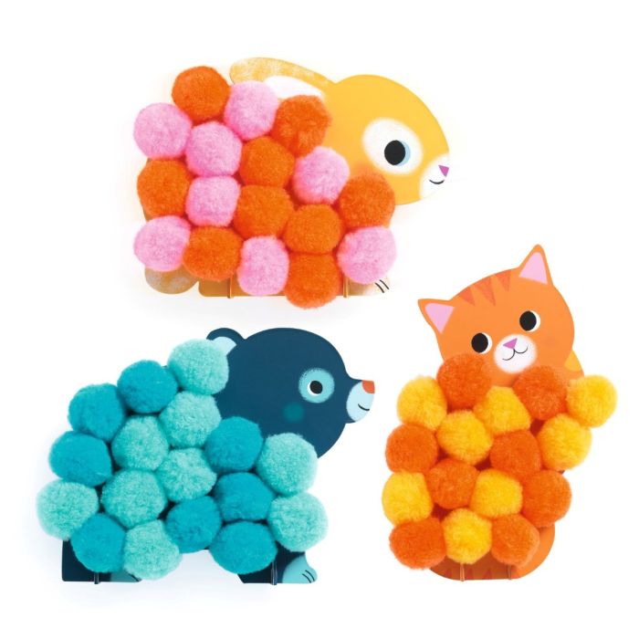 Djeco collage, Pompoms - Dyr