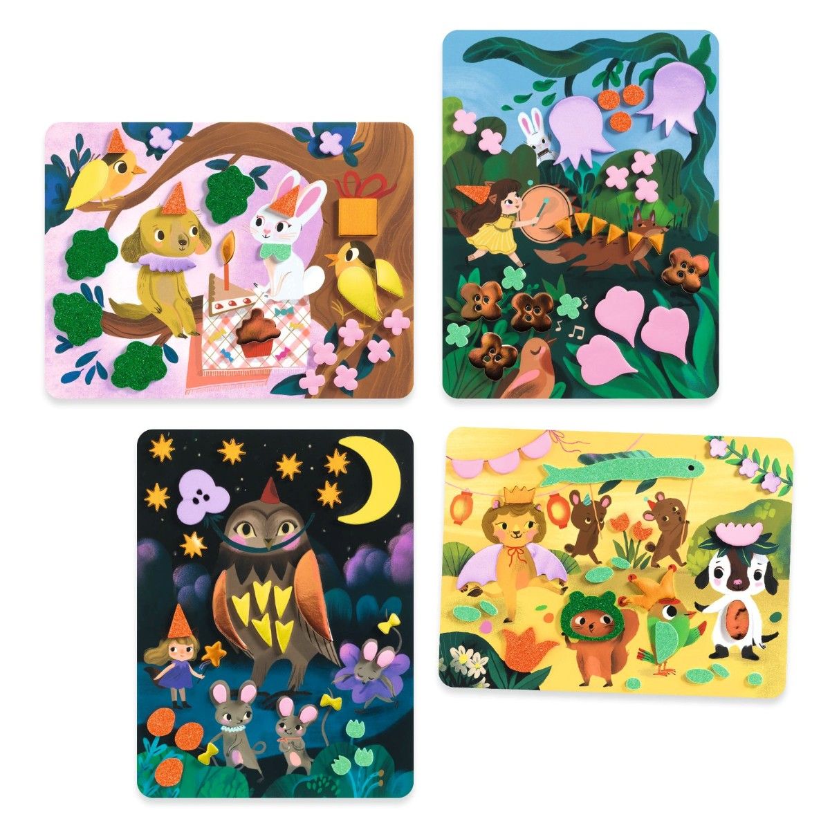 Djeco Kreativ collage, Skum moro – Glitrende fester