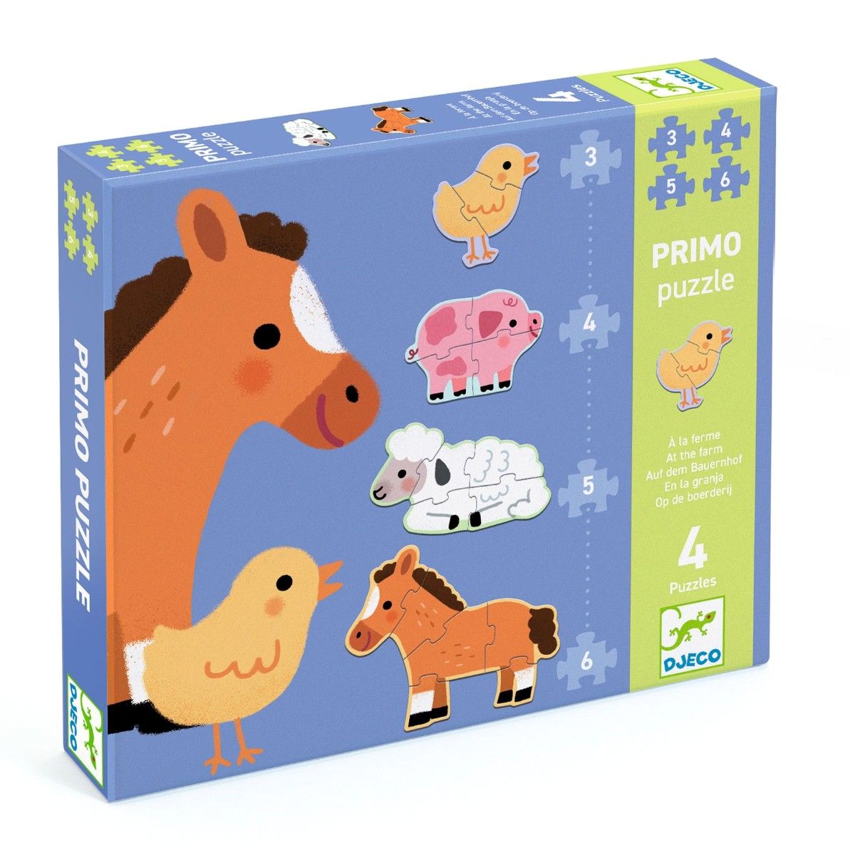 Djeco Primo puslespil, Bondegårdsdyr - 4 puslespil