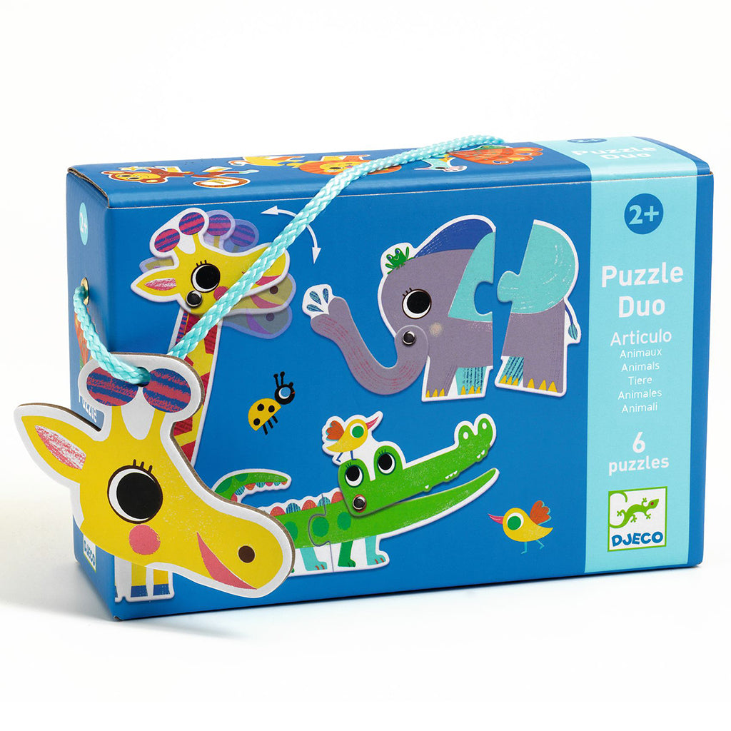 Djeco puslespil duo dyr med giraf, elefant, krokodille