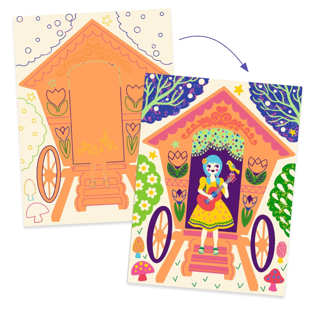 Djeco Kreativ Scratch, Skøre huse DJ09713