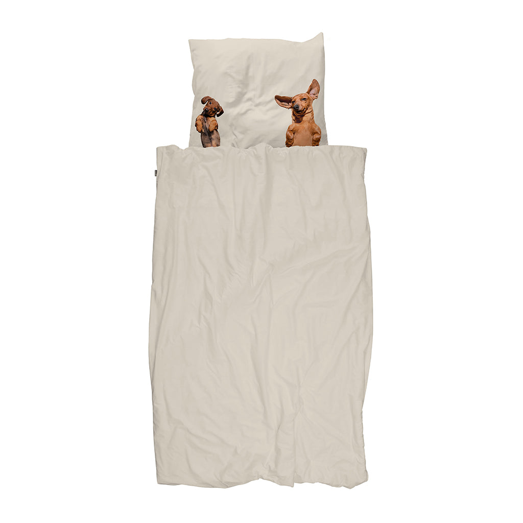 Økologisk Snurk voksensengetøj med gravhunde venner design