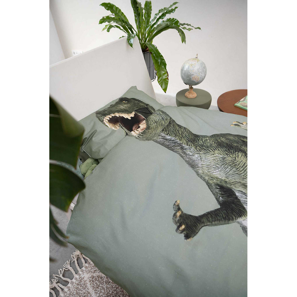 Snurk voksen sengetøy, økologisk - Dino green