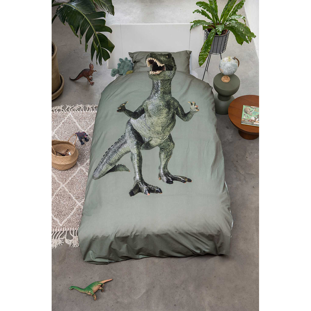 Snurk voksen sengetøy, økologisk - Dino green