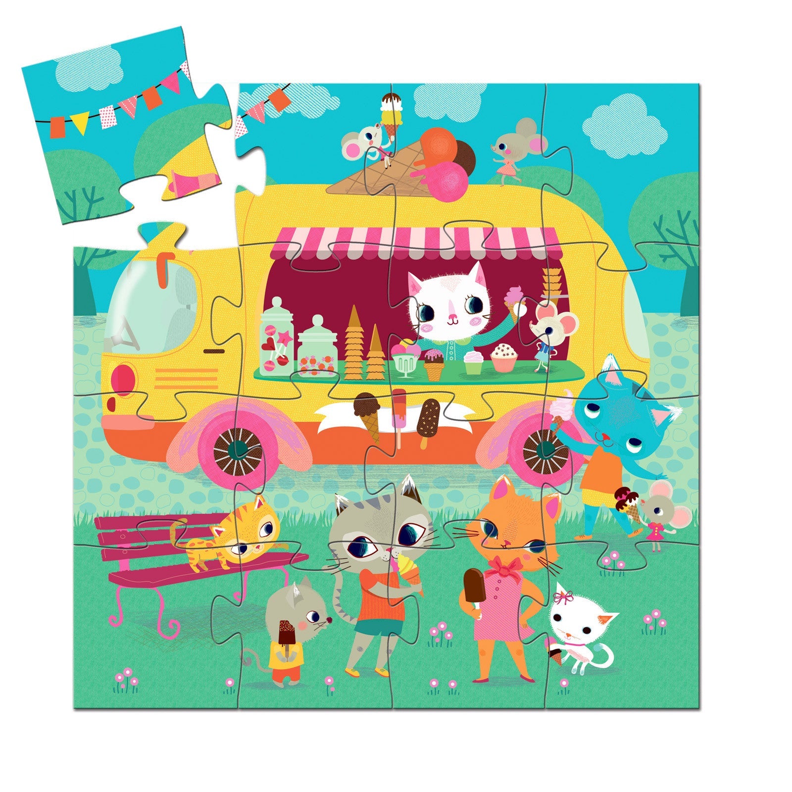 Djeco silhuettpuslespill, Ice creme truck - 16 brikker