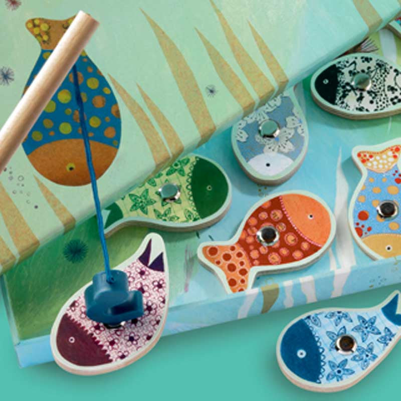 Djeco fiskespill med magneter, fargerike fisk