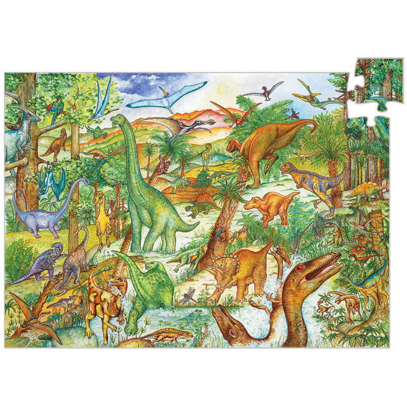Djeco puslespil, dinosaur - 100 brikker + bog