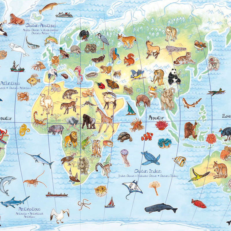 Djeco puslespill, verdens dyr puslespill - 100 brikker + bok