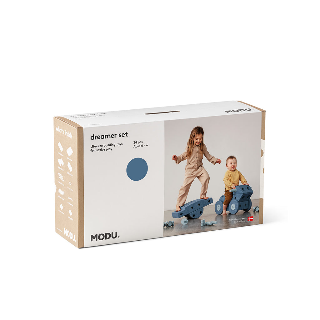 Modu byggeleketøy i skum, Dreamer sett, 34 deler – Deep blue/Sky blue