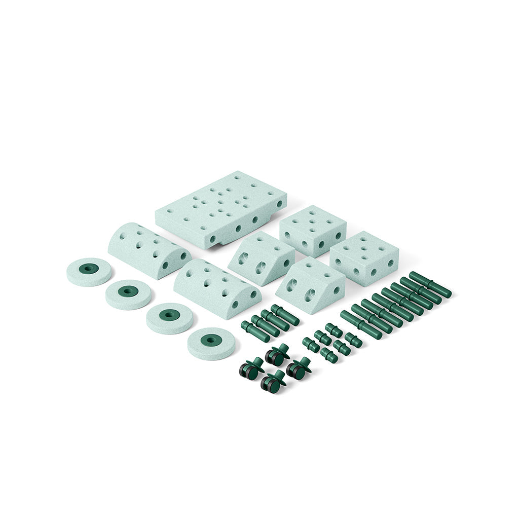 Modu byggeleketøy i skum, Dreamer sett, 34 deler – Ocean mint/ Forest green