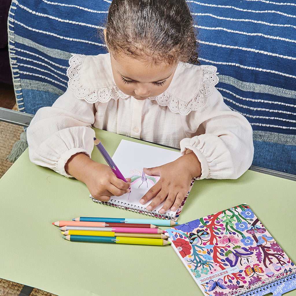 eeBoo 6 dobbelte fargeblyanter jumbo, Sommerfugle