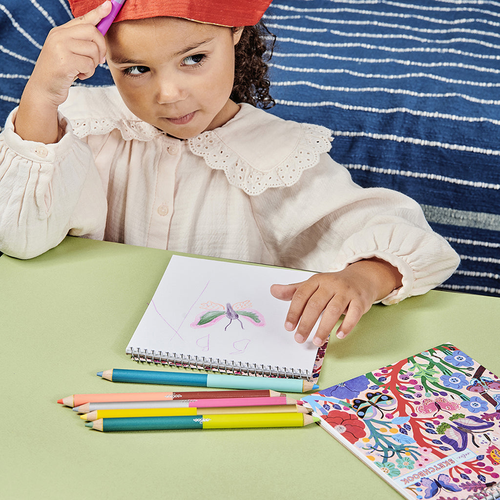 eeBoo 6 dobbelte fargeblyanter jumbo, Sommerfugle