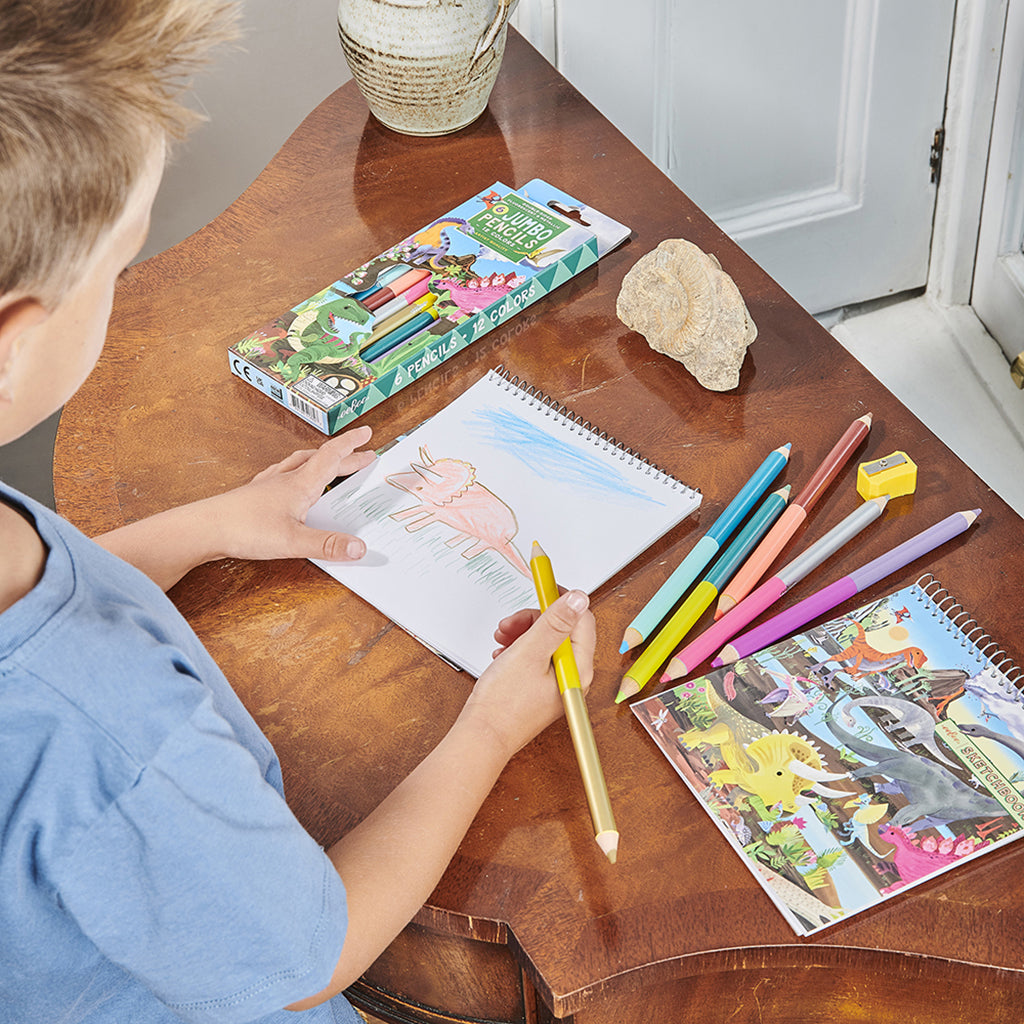 eeBoo 6 dobbelte fargeblyanter jumbo, Dinosaur