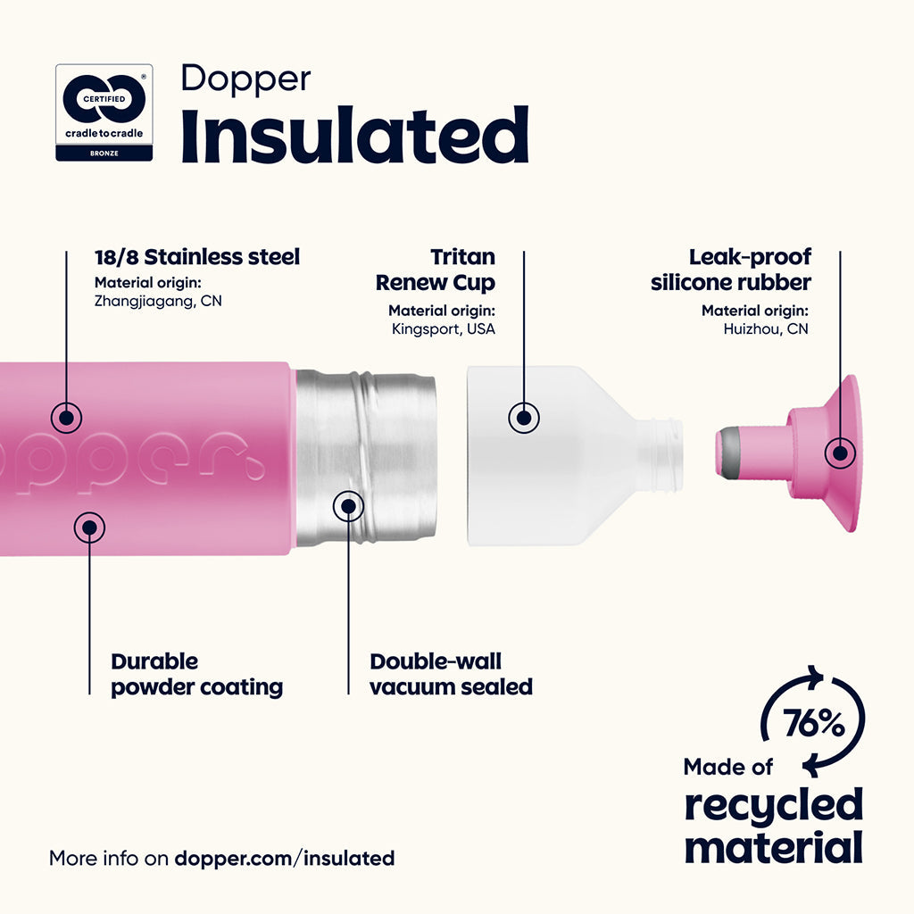 Dopper termosflaske, Insulated 350 ml - Pelican Pink