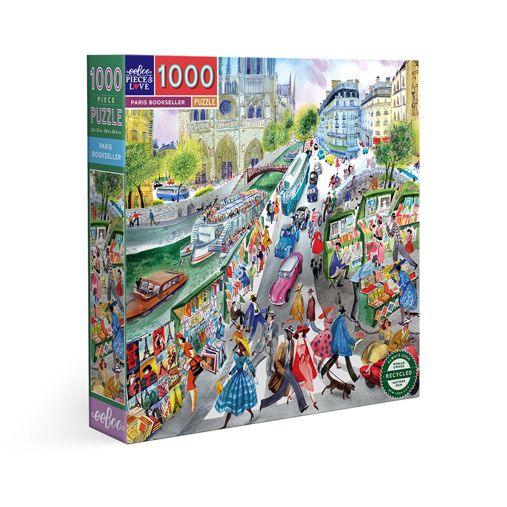 Eeboo Puslespil 1000 brikker, parisisk boghandler ved Seinen