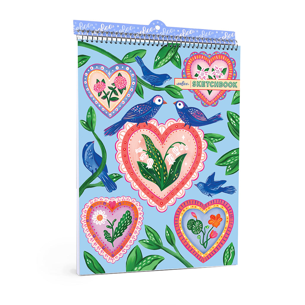 Eeboo skisseblokk i A4 format - Heart & Birds