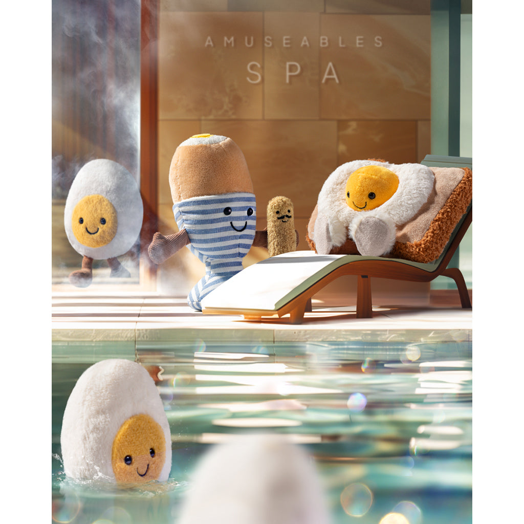 Jellycat bamse, Amuseable egg, Bløtkokt egg med brød - 16 cm