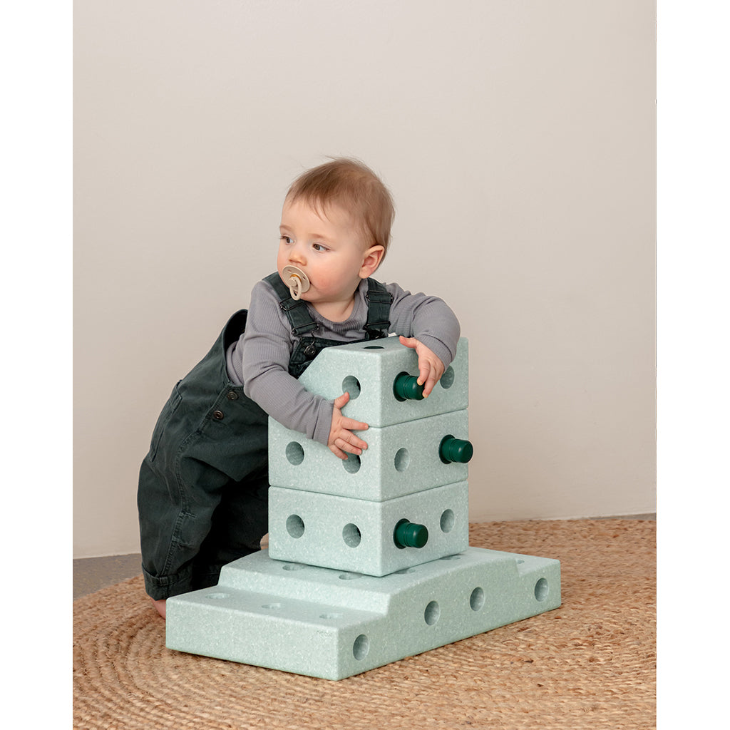 Modu byggeklosser i skum, Explorer sett, 20 deler - Ocean Mint/ Forest green