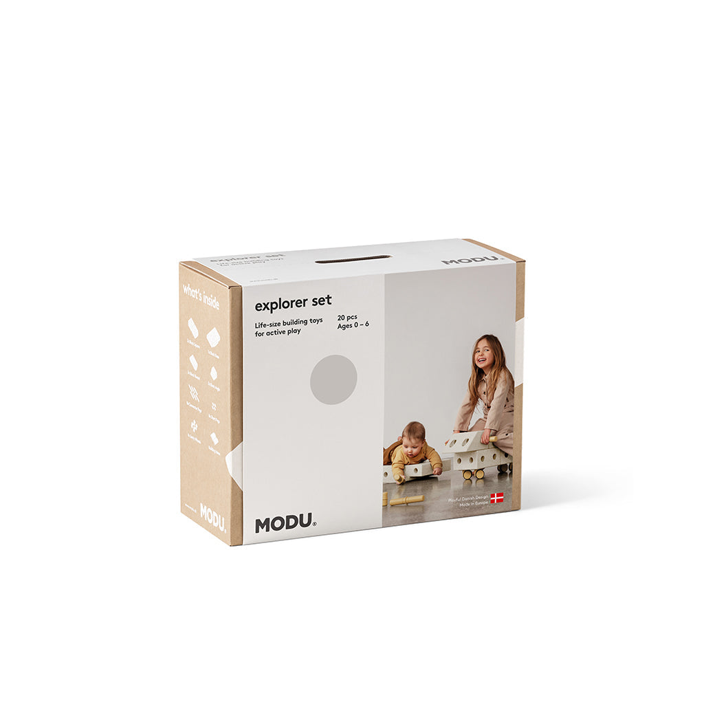 Modu byggesett i skum, Explorer-sett, 20 deler - Sand Grey / Honey Yellow