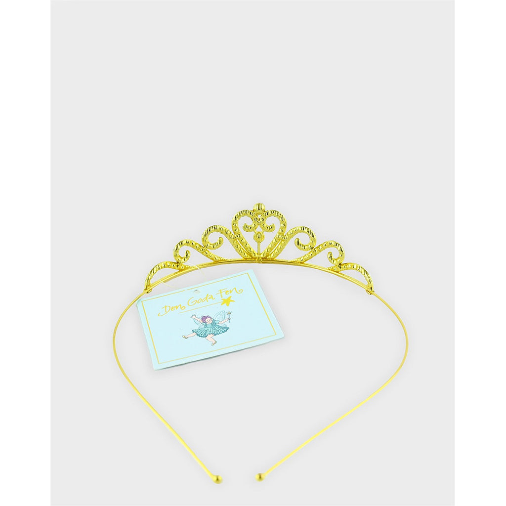 Den goda fen hårbøyle med diadem, Tiara golden rhinstones