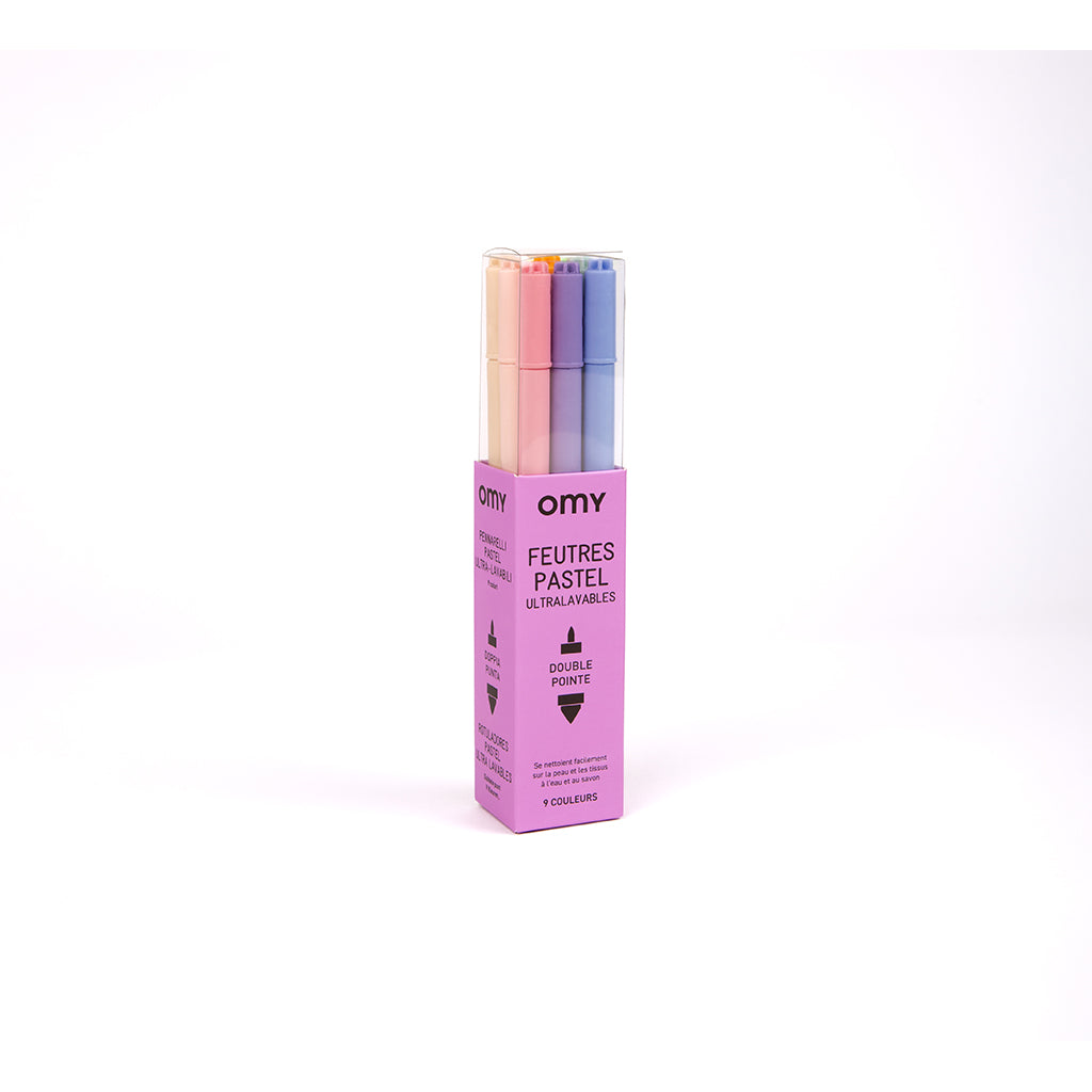 Omy filt-tusjer, 9 stk - Pastellfarger