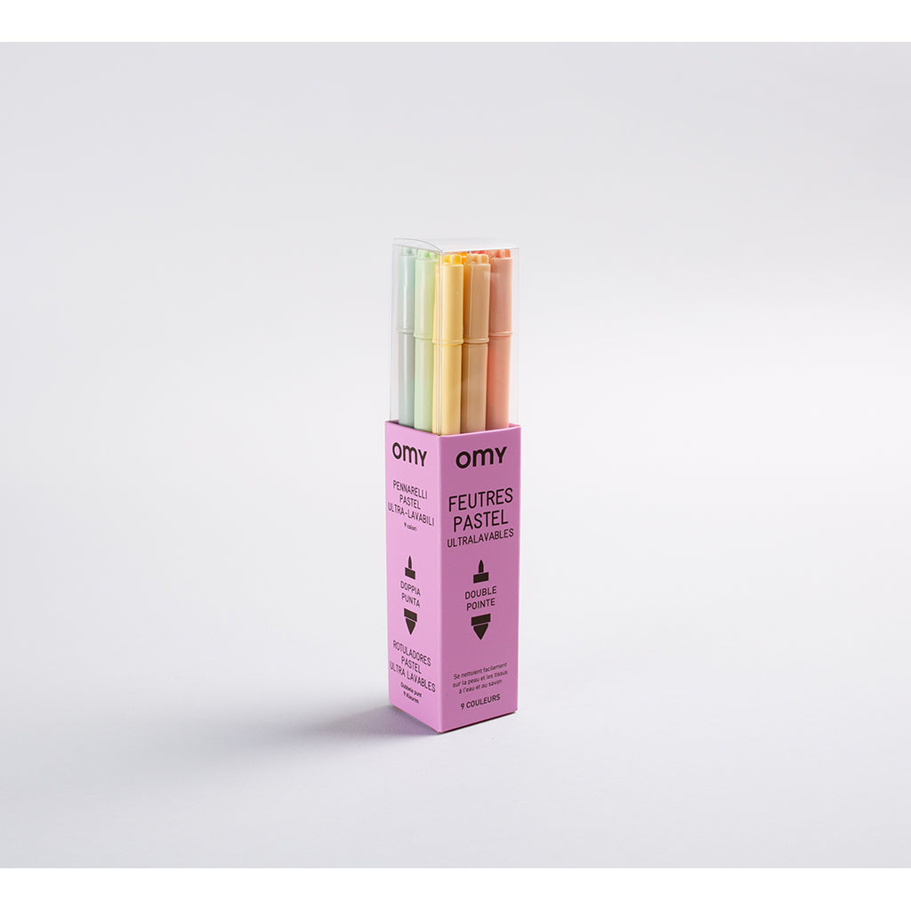 Omy filt-tusjer, 9 stk - Pastellfarger