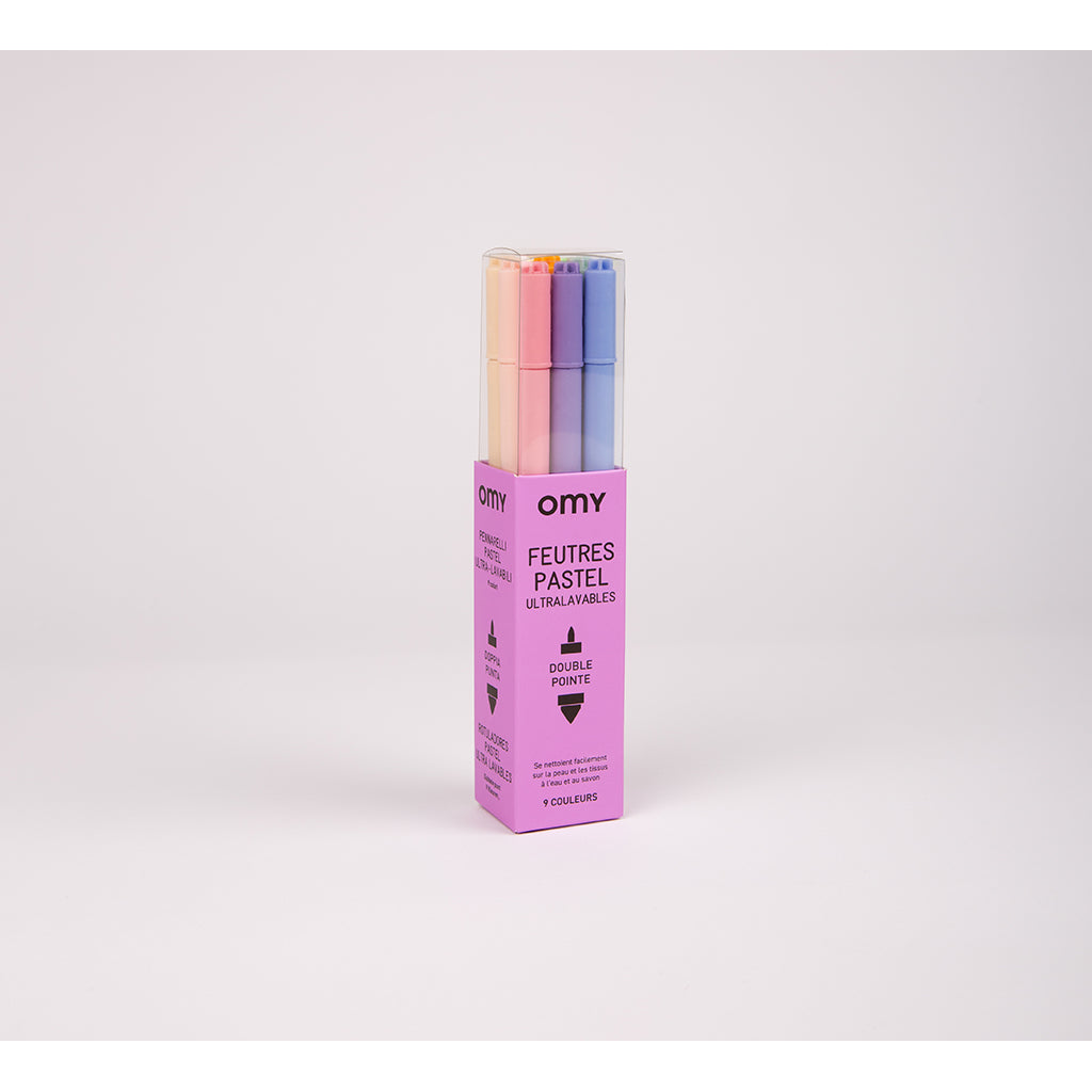 Omy filt-tusjer, 9 stk - Pastellfarger
