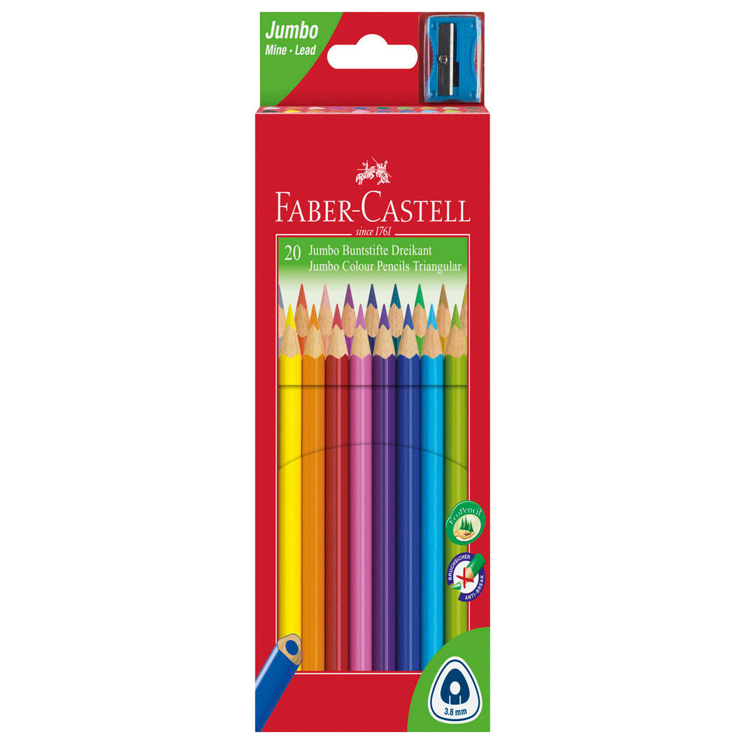 Faber-Castell, 20 stk trekantet Jumbo fargeblyanter