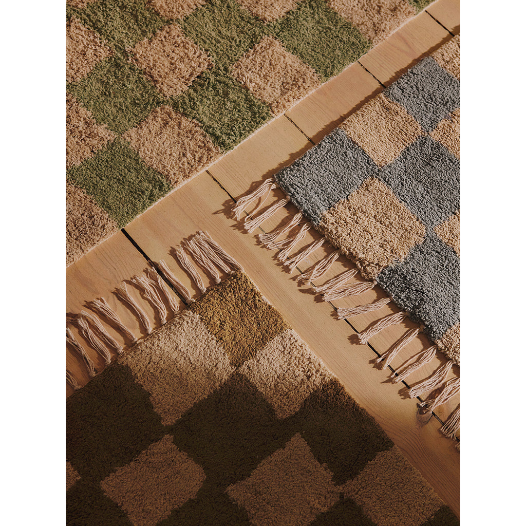 ferm Living gulvteppe, Mara washable Rug, Elm green/warm sand - 80 x 150 cm