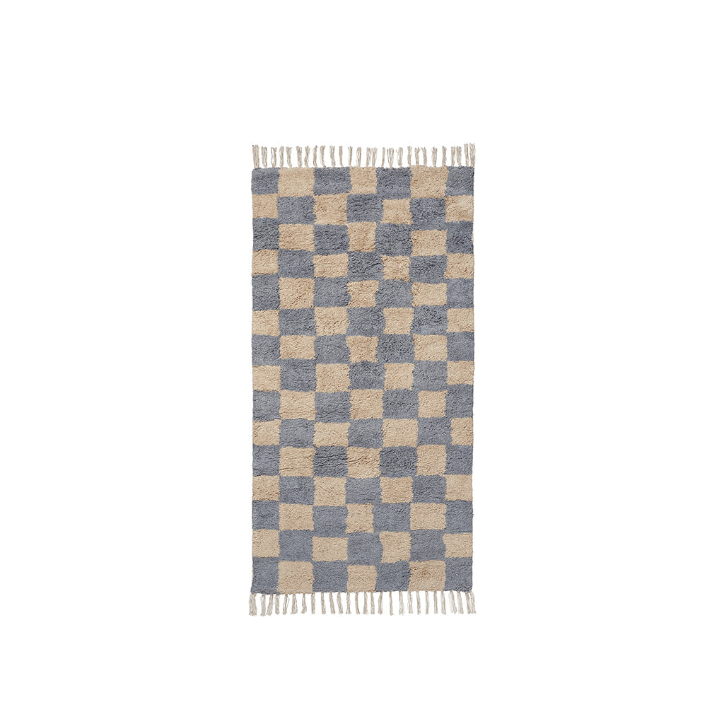 ferm Living gulvtæppe, Mara washable Rug, Blue/warm sand - 80 x 150 cm