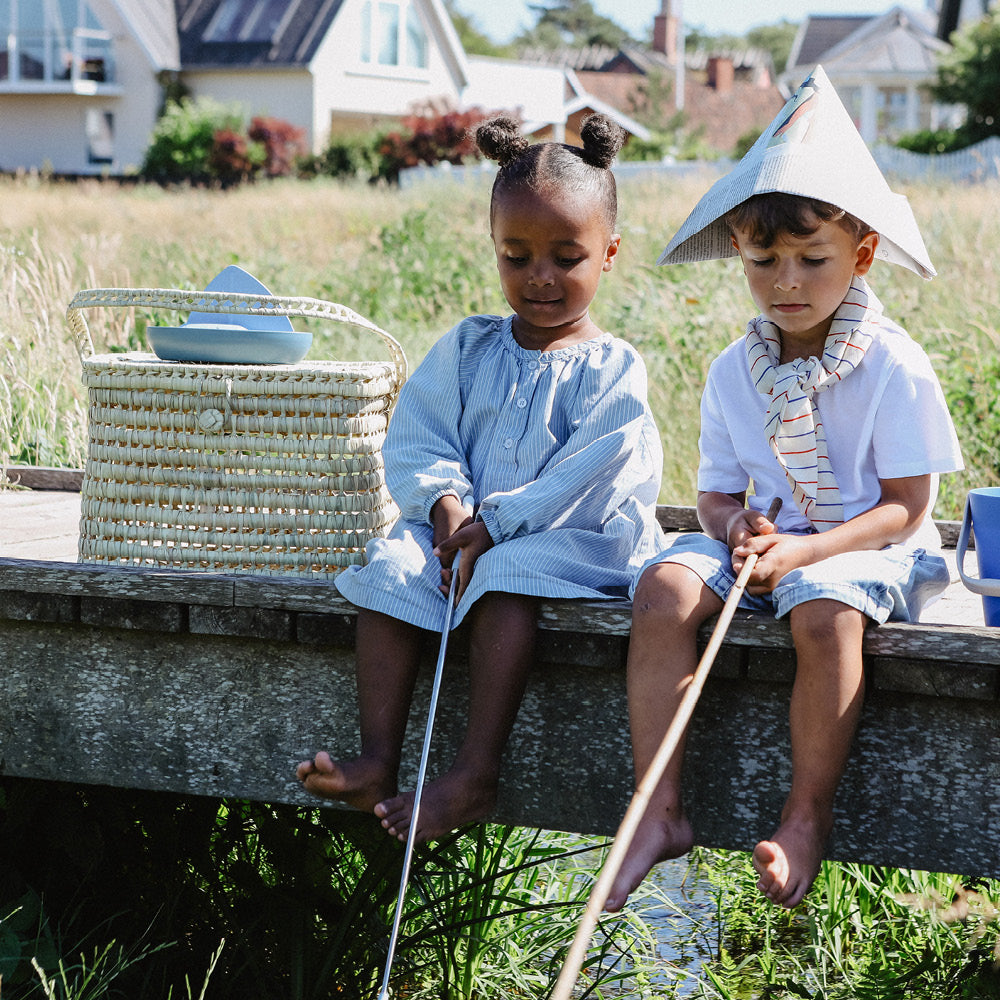 Bonton flettet kurv m. lokk og håndtak