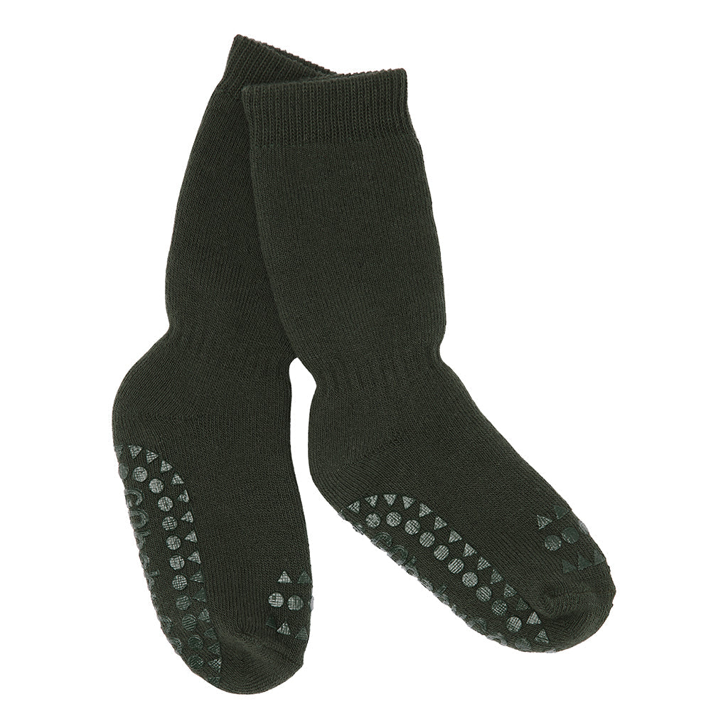 GoBabyGo sklisikre sokker med gummiknotter, Forest green