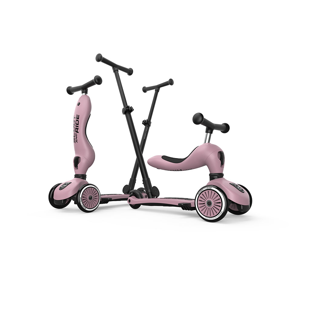 Scoot and Ride Highway Kick 1 Push og Go scooter med skubbestang, Wildberry