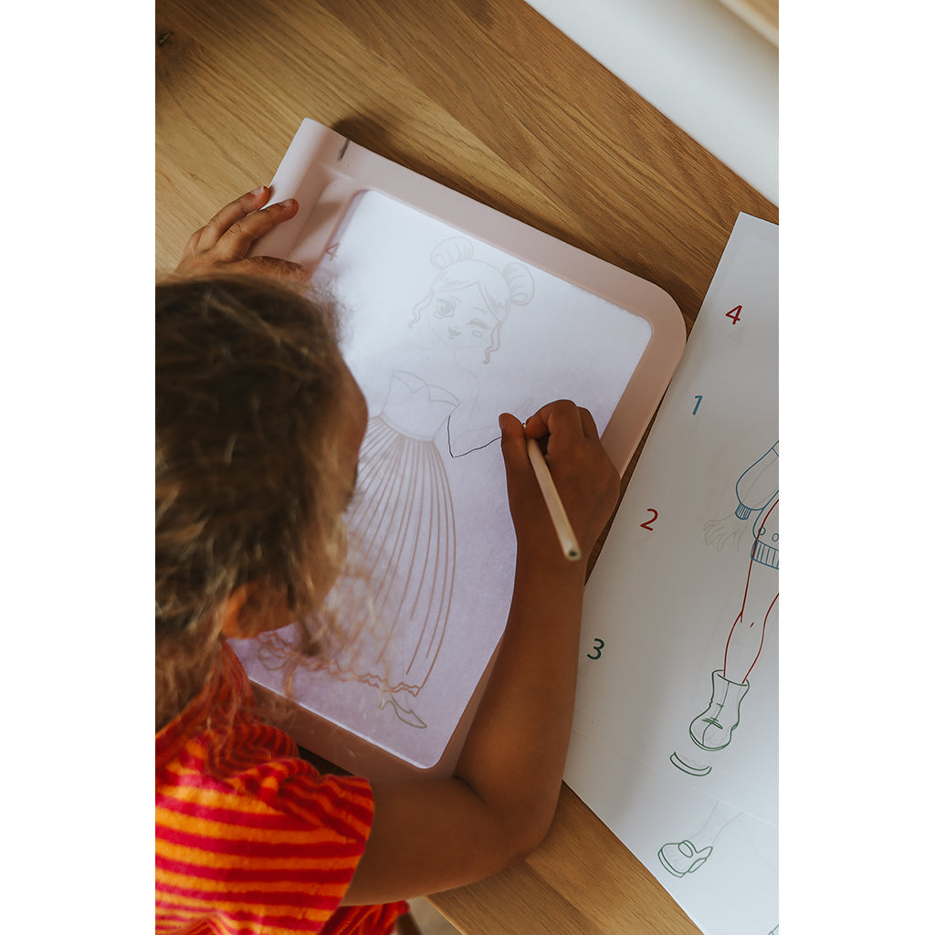 Kidydraw Pro, tegnebrett med lys, Fashion