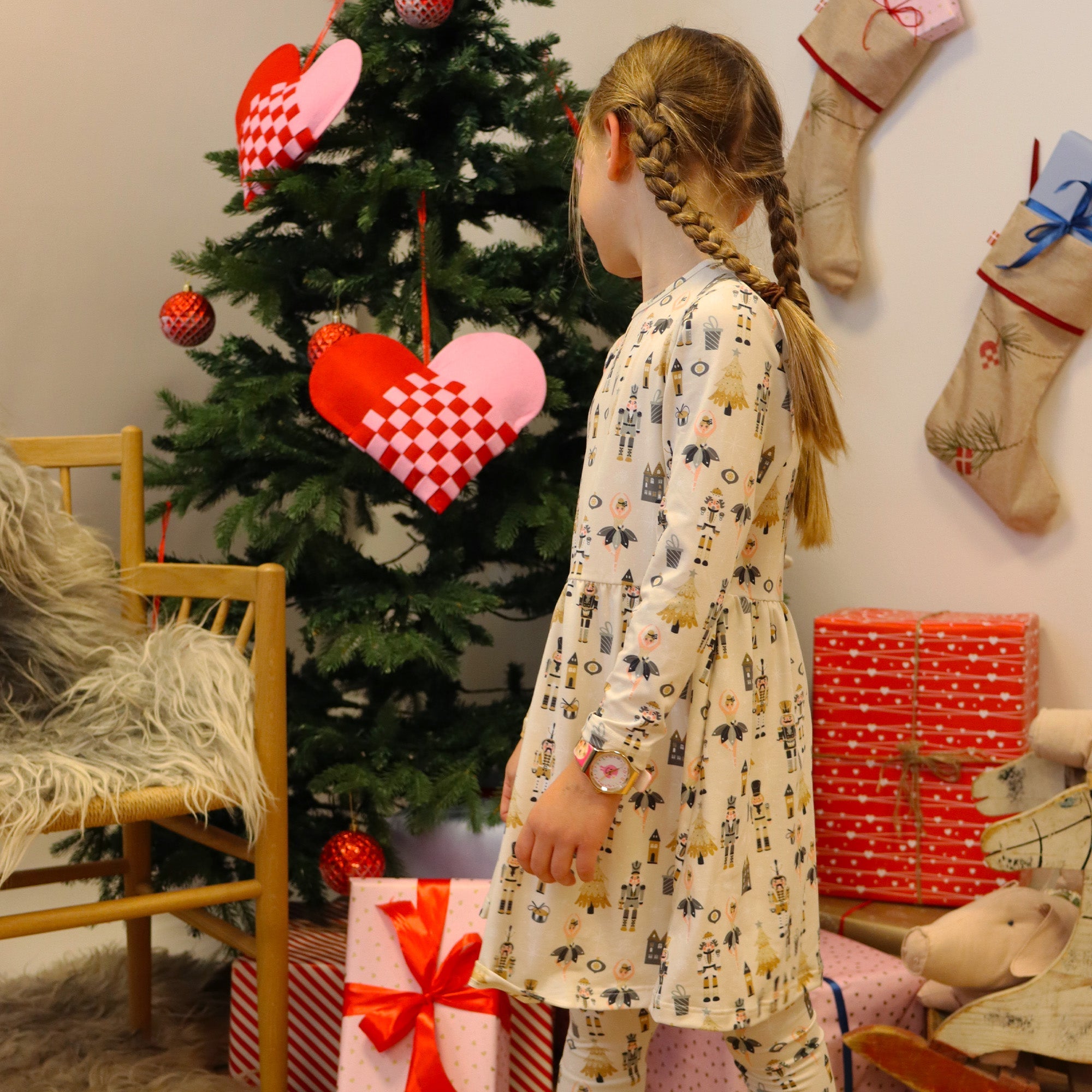 Liberté Ami, Alma Ls Babydoll Dress (Kids) - Nutcracker Creme