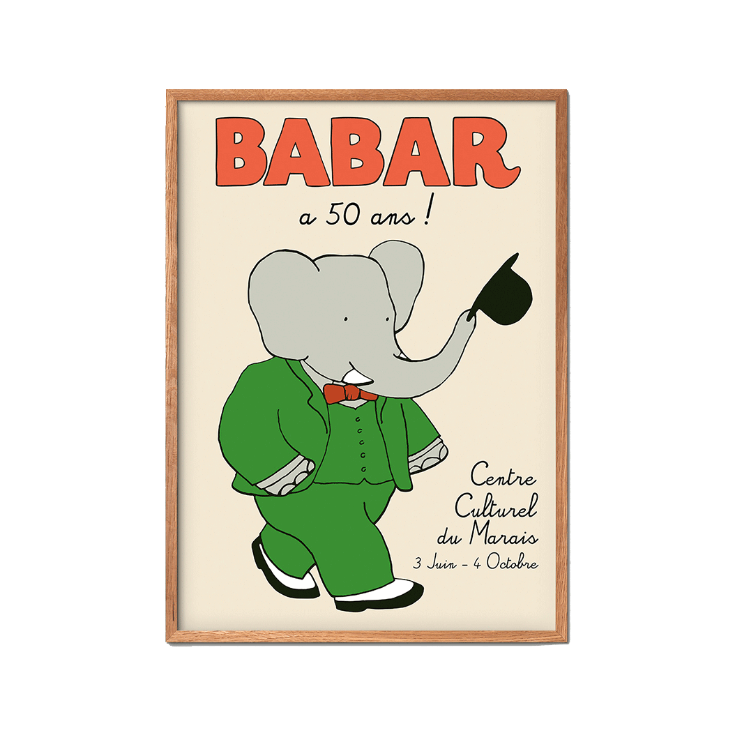 Babar a 50 ans plakat, Jan de Brunhoff - flere størrelser (lille billede)