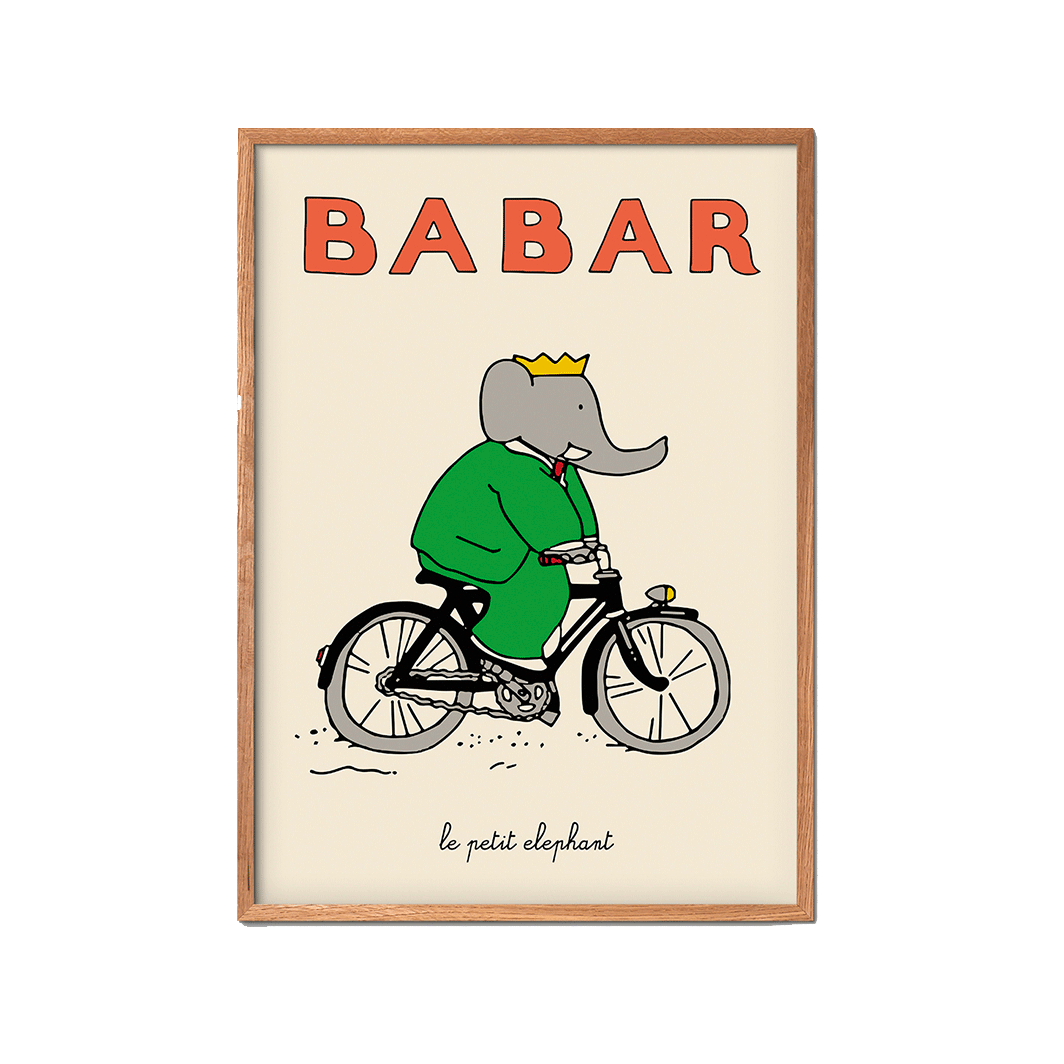 Babar Bicycle plakat lille udgave af Jean de Brunhoff