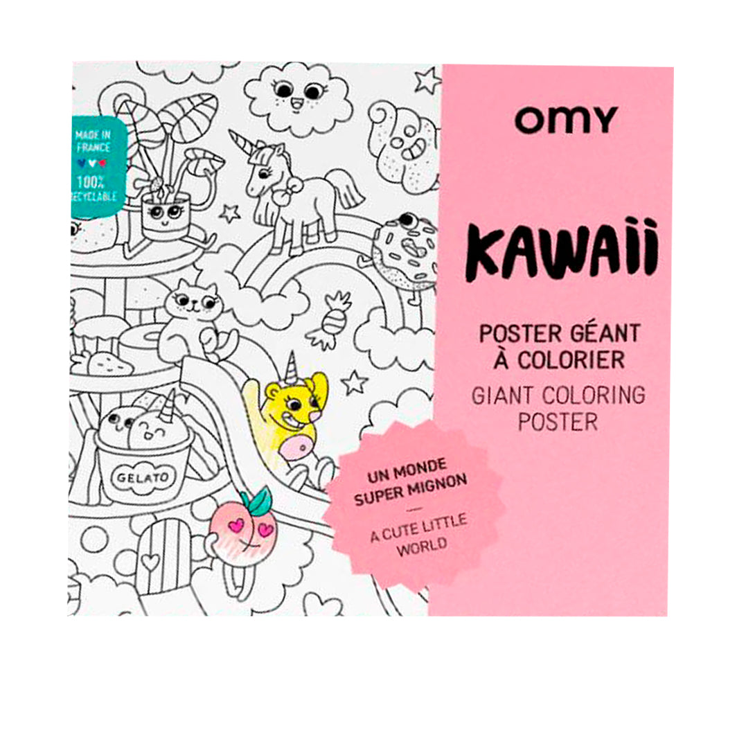 Omy stor plakat til farvelægning, Kawaii design