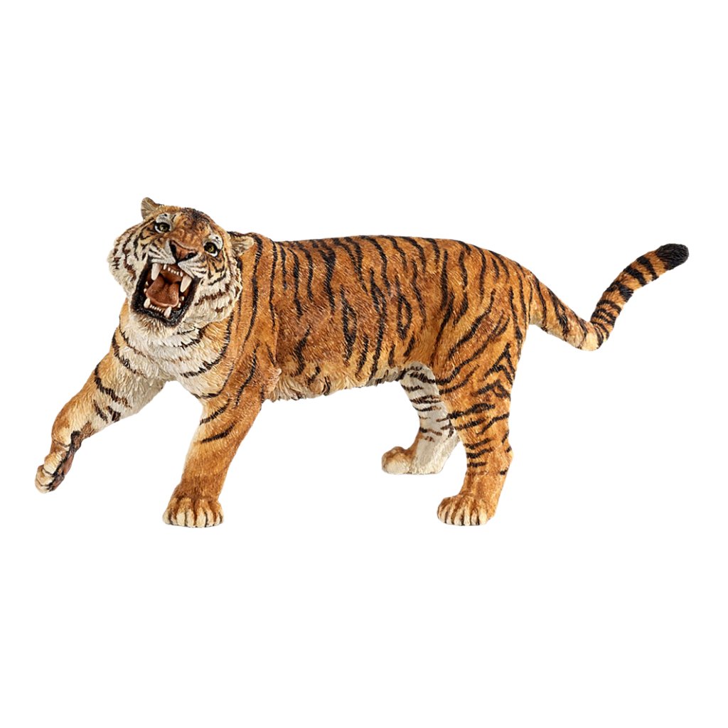 Papo Brølende tiger figur i fuld figur, orange og sort stribet