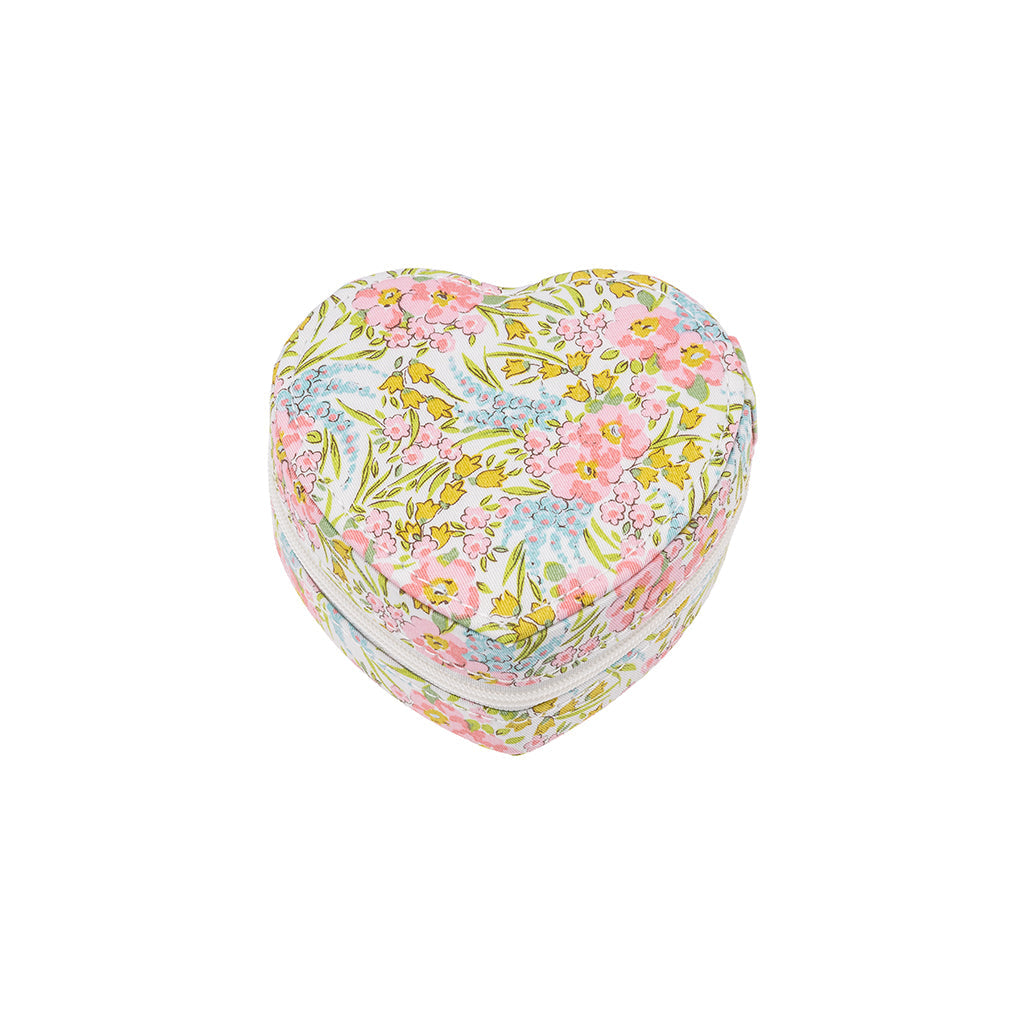 Bon Dep smykkeskrin, hjerteformet med Liberty Swirling Petals pink print
