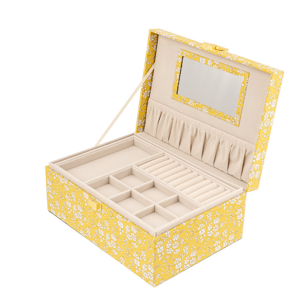 Bon Dep smykkeskrin med Liberty print, Square - Capel yellow