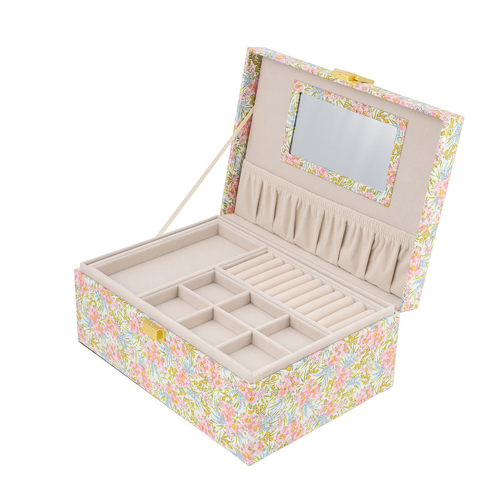 Bon Dep smykkeskrin med Liberty-print, Square - Swirling Petals pink