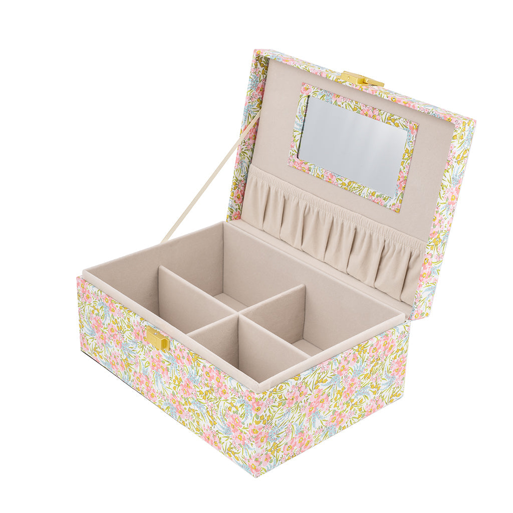 Bon Dep smykkeskrin med Liberty-print, Square - Swirling Petals pink