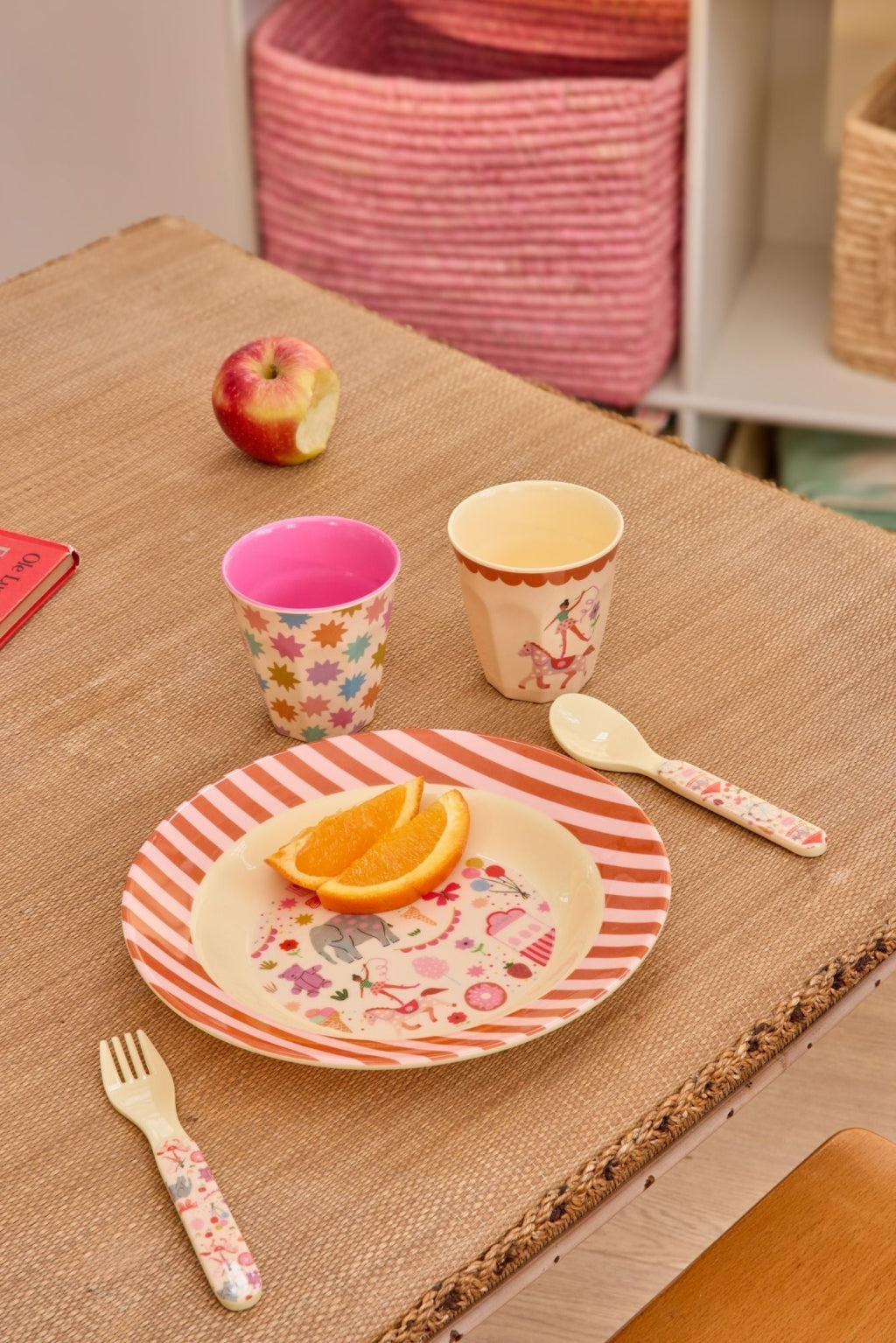 Rice Barneskål i melamin, Pink - Fun fair print