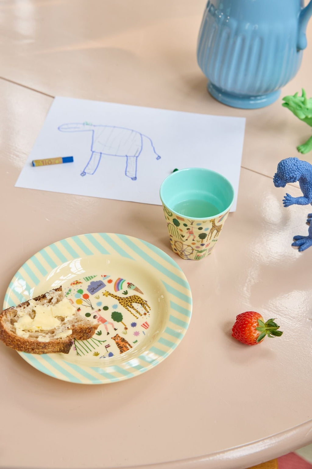 Rice Barneskål i melamin, Mint - Fun fair print