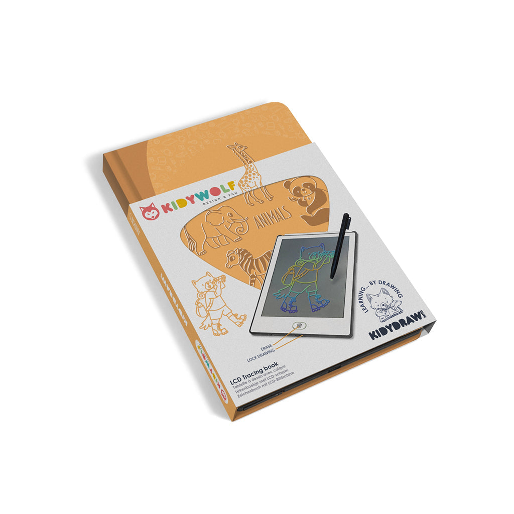 KidyDraw mini tegnetavle med LCD-skærm, dyretema og pen