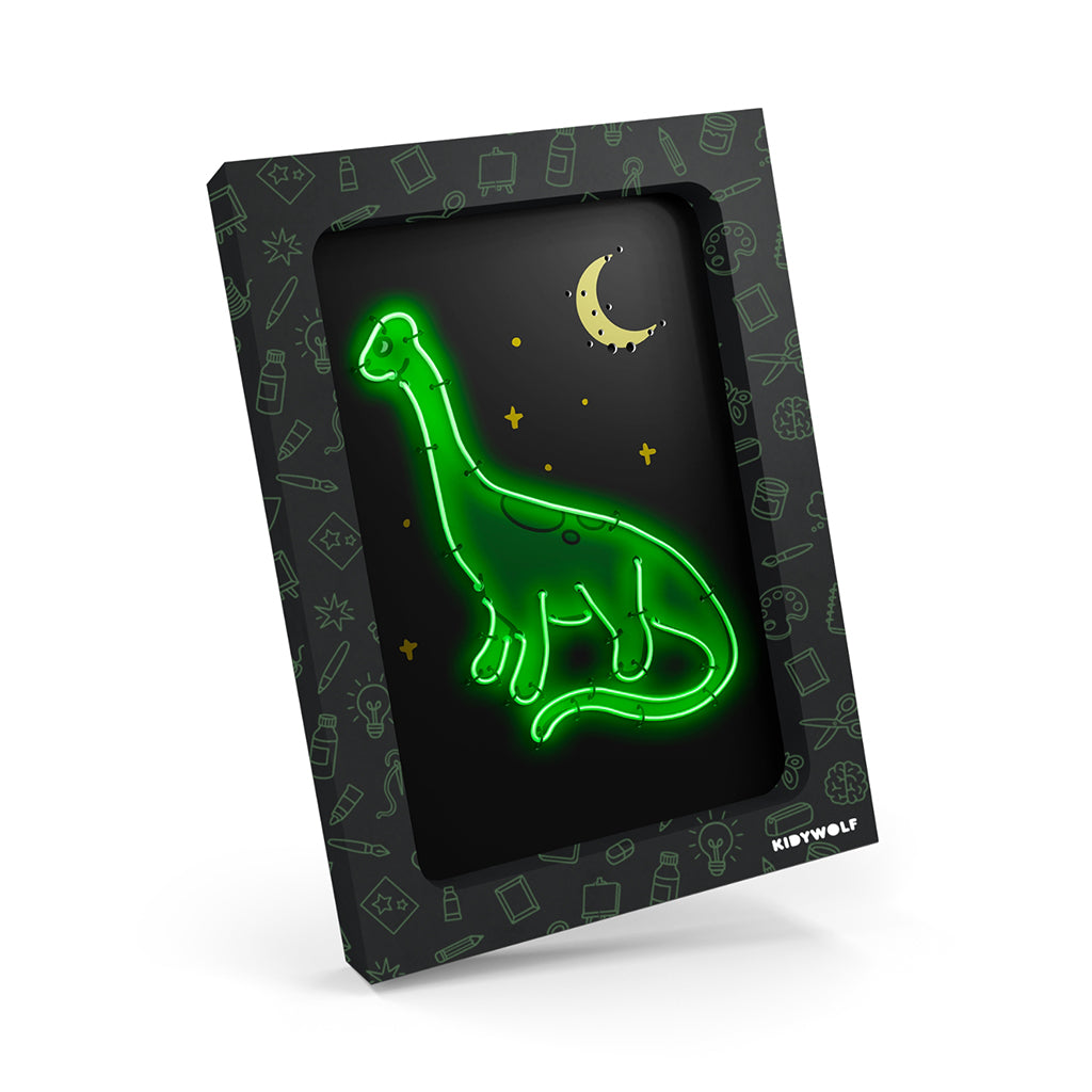 Kidyneon, DIY selvlysende bilder med grønn neontråd - Dinosaur
