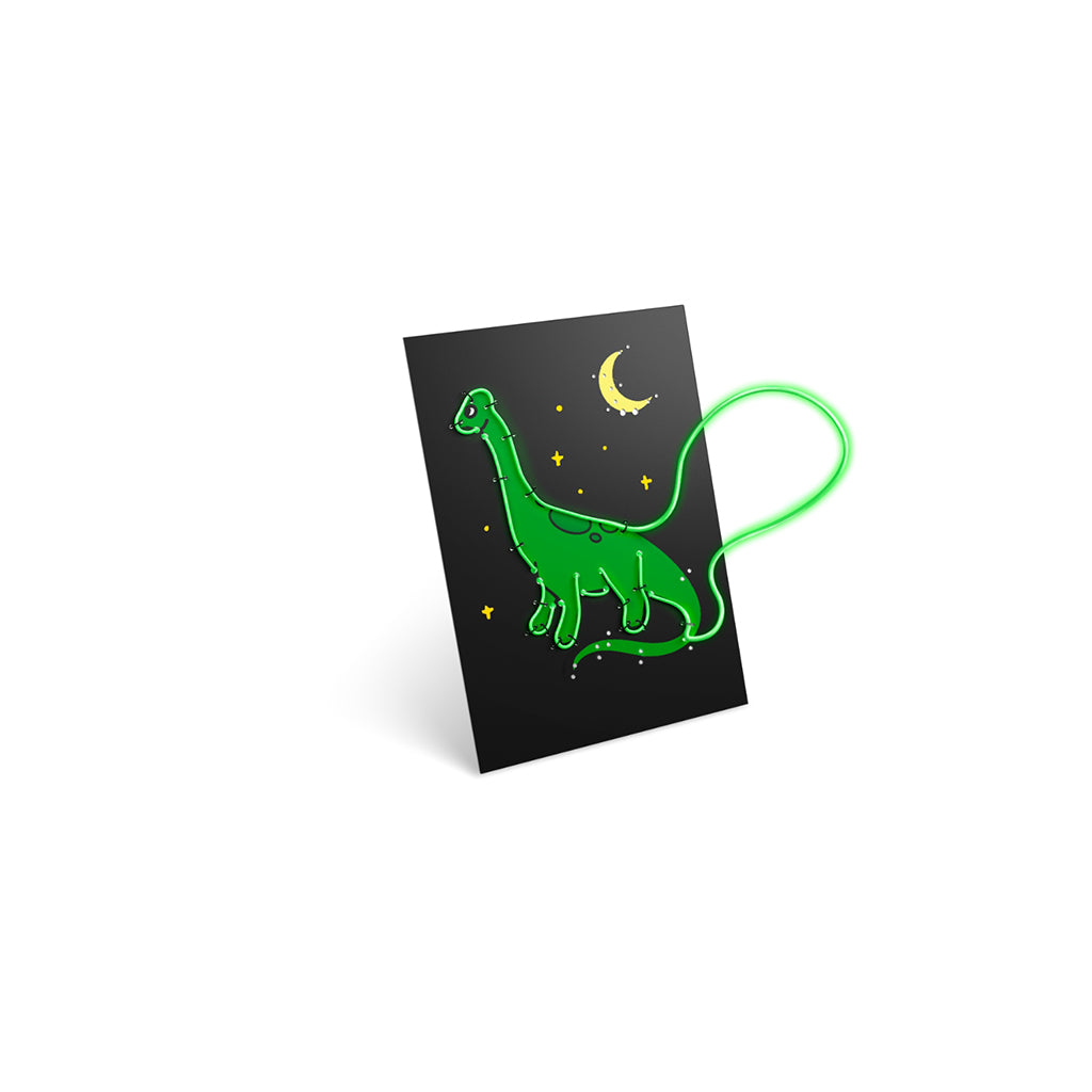 Kidyneon, DIY selvlysende bilder med grønn neontråd - Dinosaur